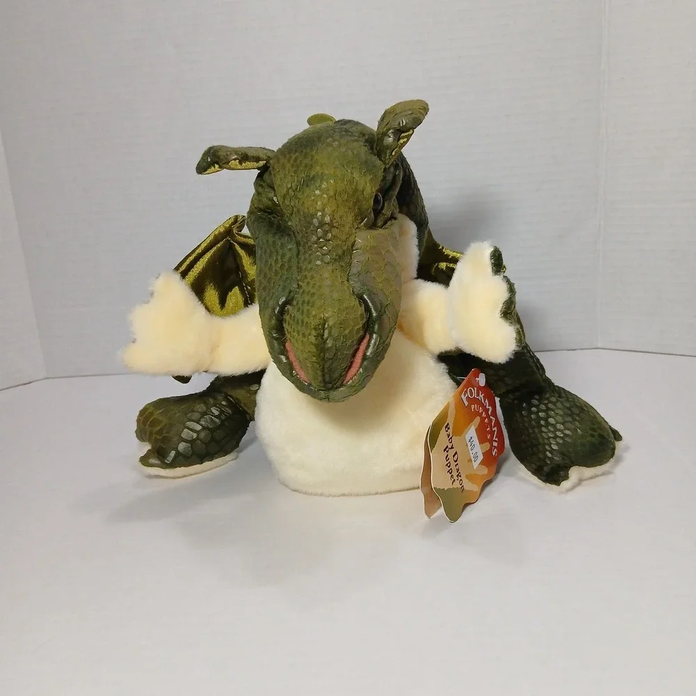 Folkmanis Folktales Green Baby Dragon Hand Puppet 10 Inches New NWT - Picture 6 of 6